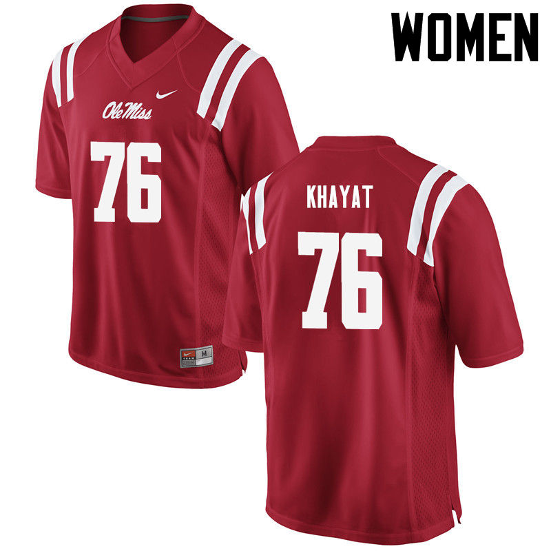 Women Ole Miss Rebels #76 Robert Khayat College Football Jerseys-Red
